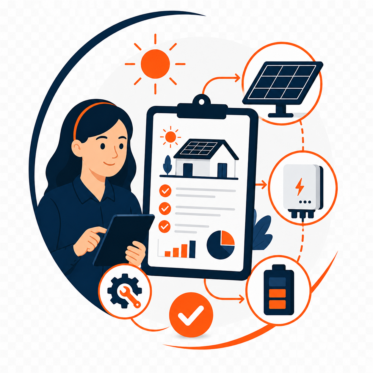 Execução de instalação de energia solar